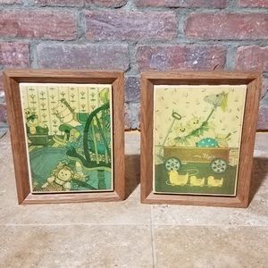 Set Vtg Kimberly Enterprises Tile Art Trivet Nursery Scenes